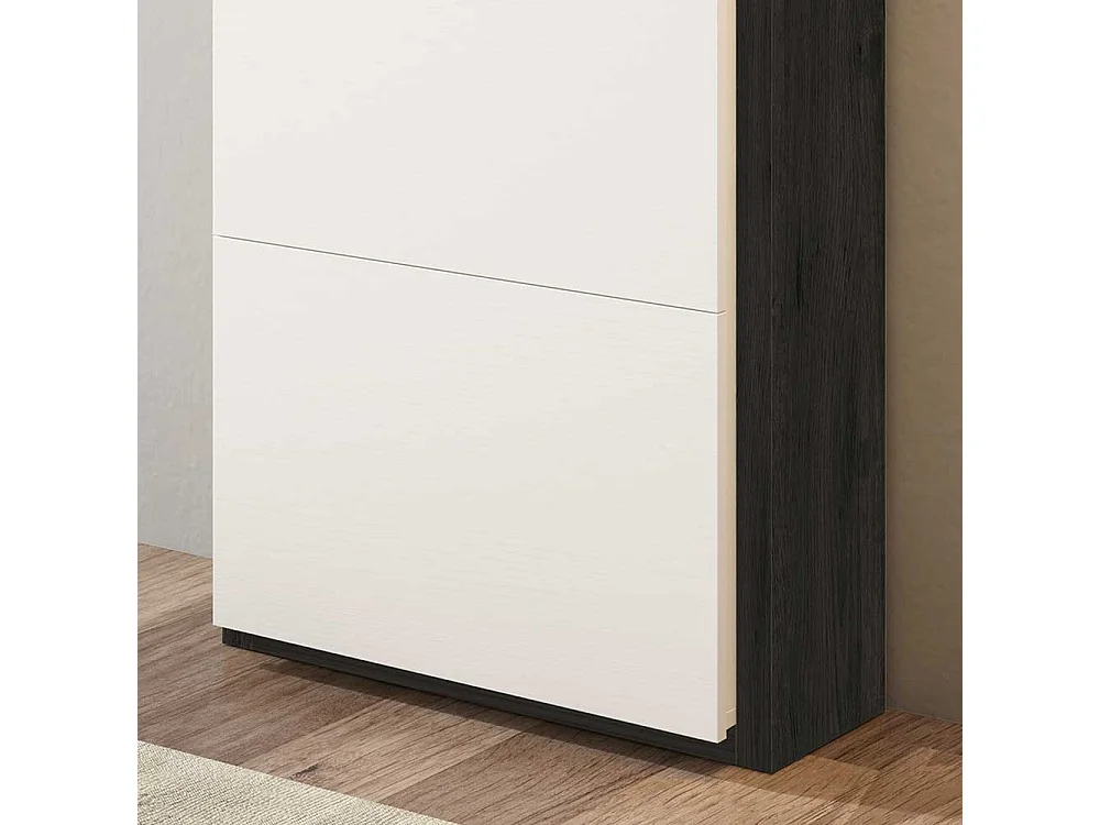 Schuhklappenschrank in Weiß und Schwarz 60 cm breit