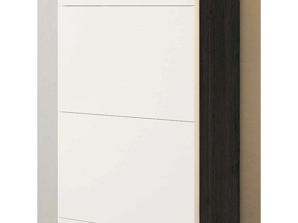 Schuhklappenschrank in Weiß und Schwarz 60 cm breit