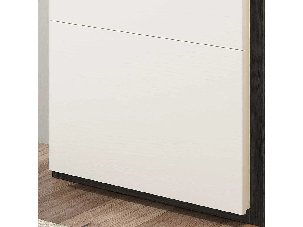 Schuhklappenschrank in Weiß und Schwarz 60 cm breit