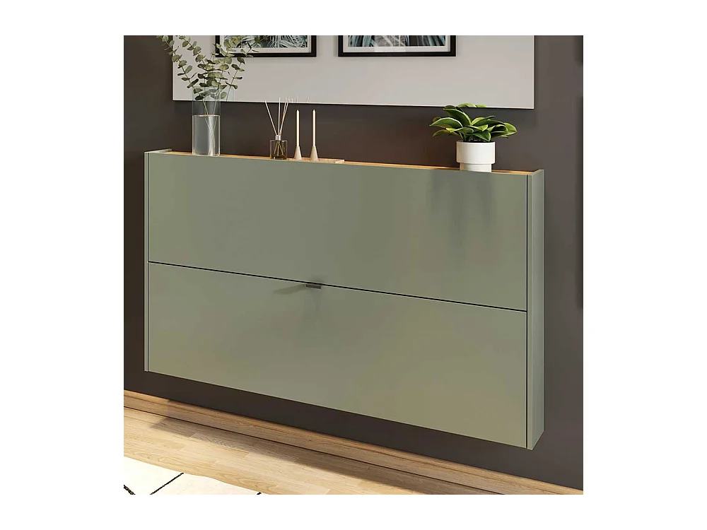 Schuh Schrank Hängeschrank in Graugrün und Wildeichefarben