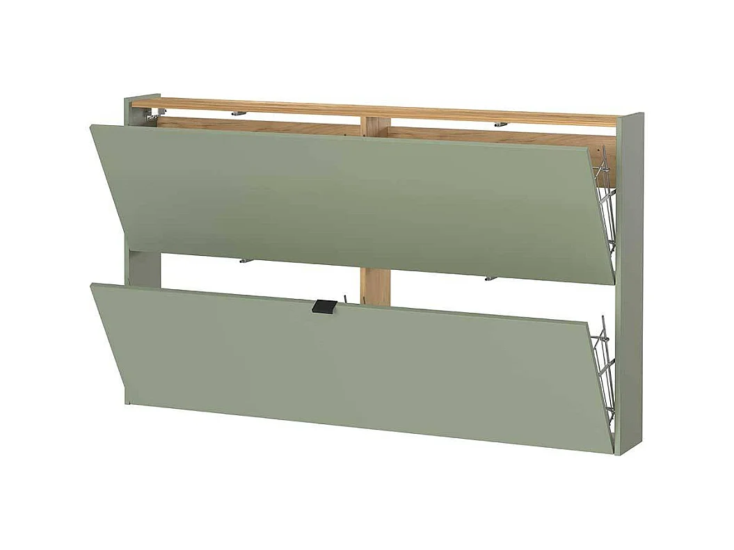 Schuh Schrank Hängeschrank in Graugrün und Wildeichefarben