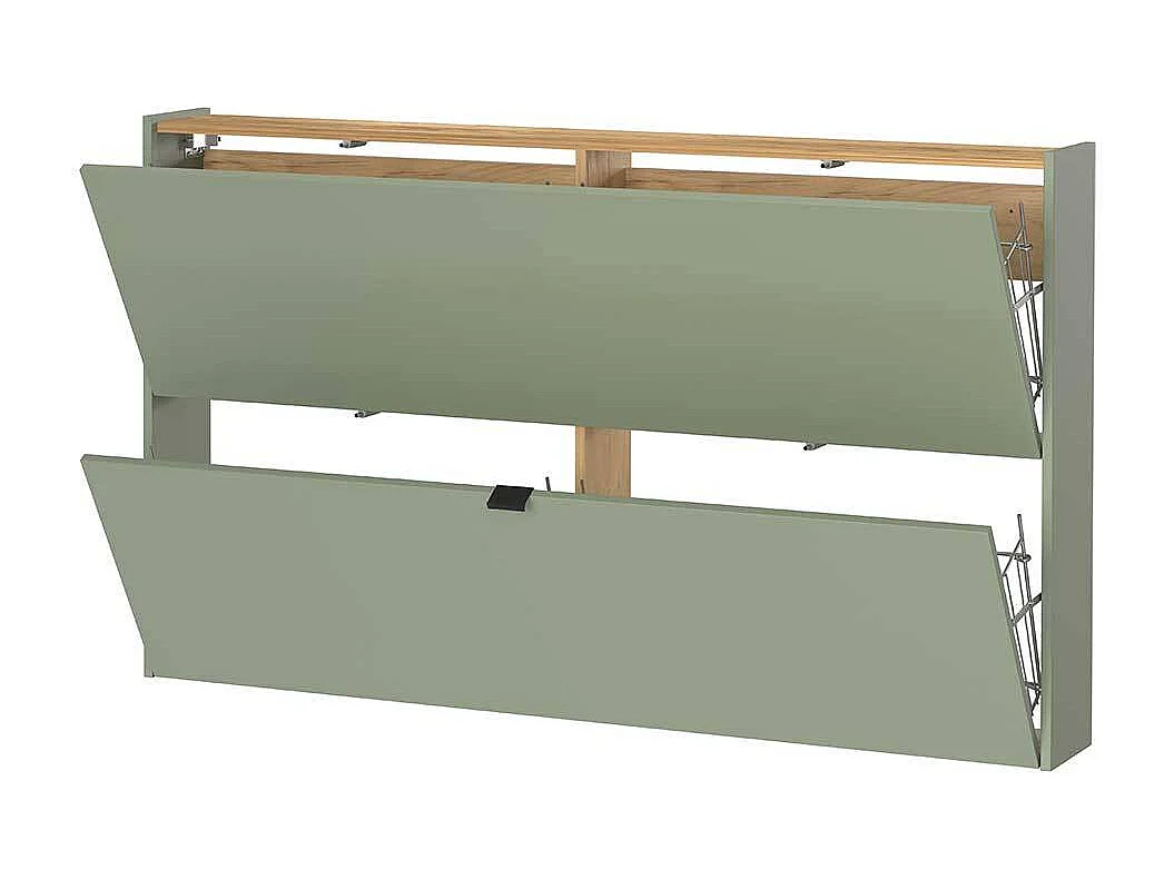 Schuh Schrank Hängeschrank in Graugrün und Wildeichefarben