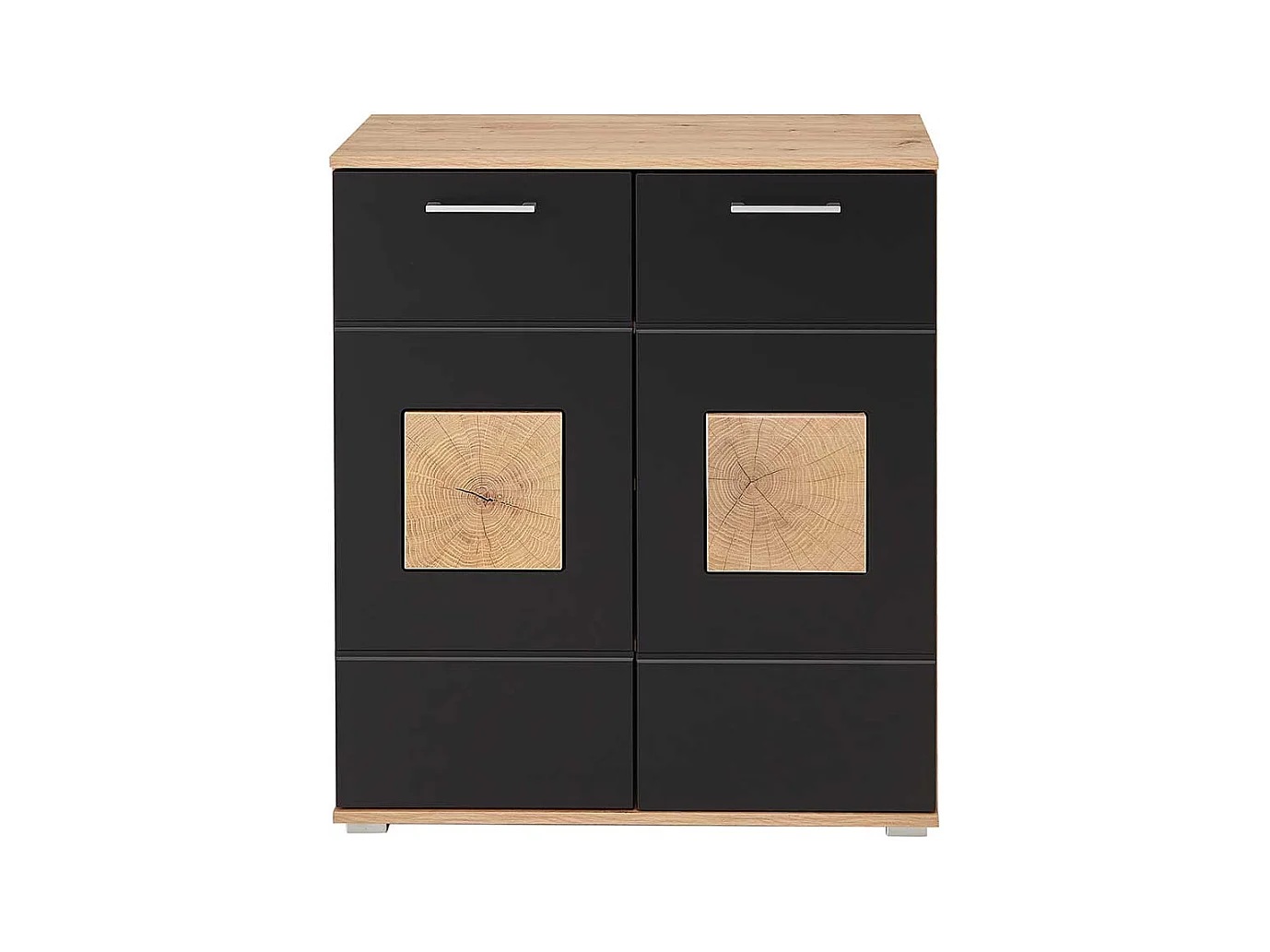 Garderobenschuhschrank modern in Wildeichefarben Schwarz