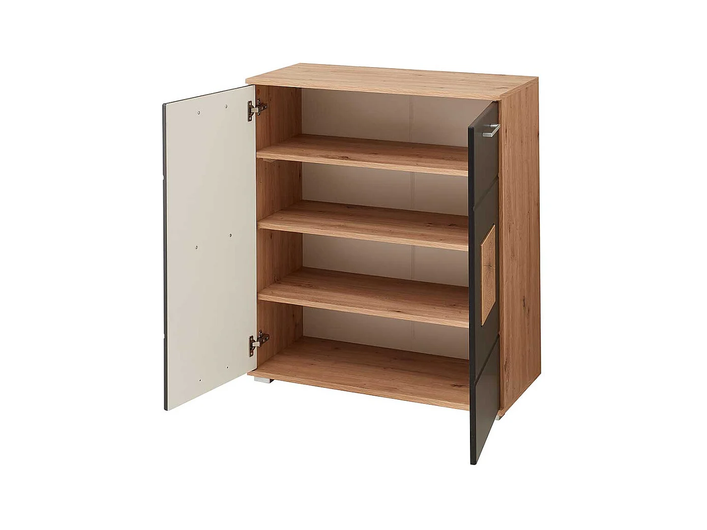 Garderobenschuhschrank modern in Wildeichefarben Schwarz