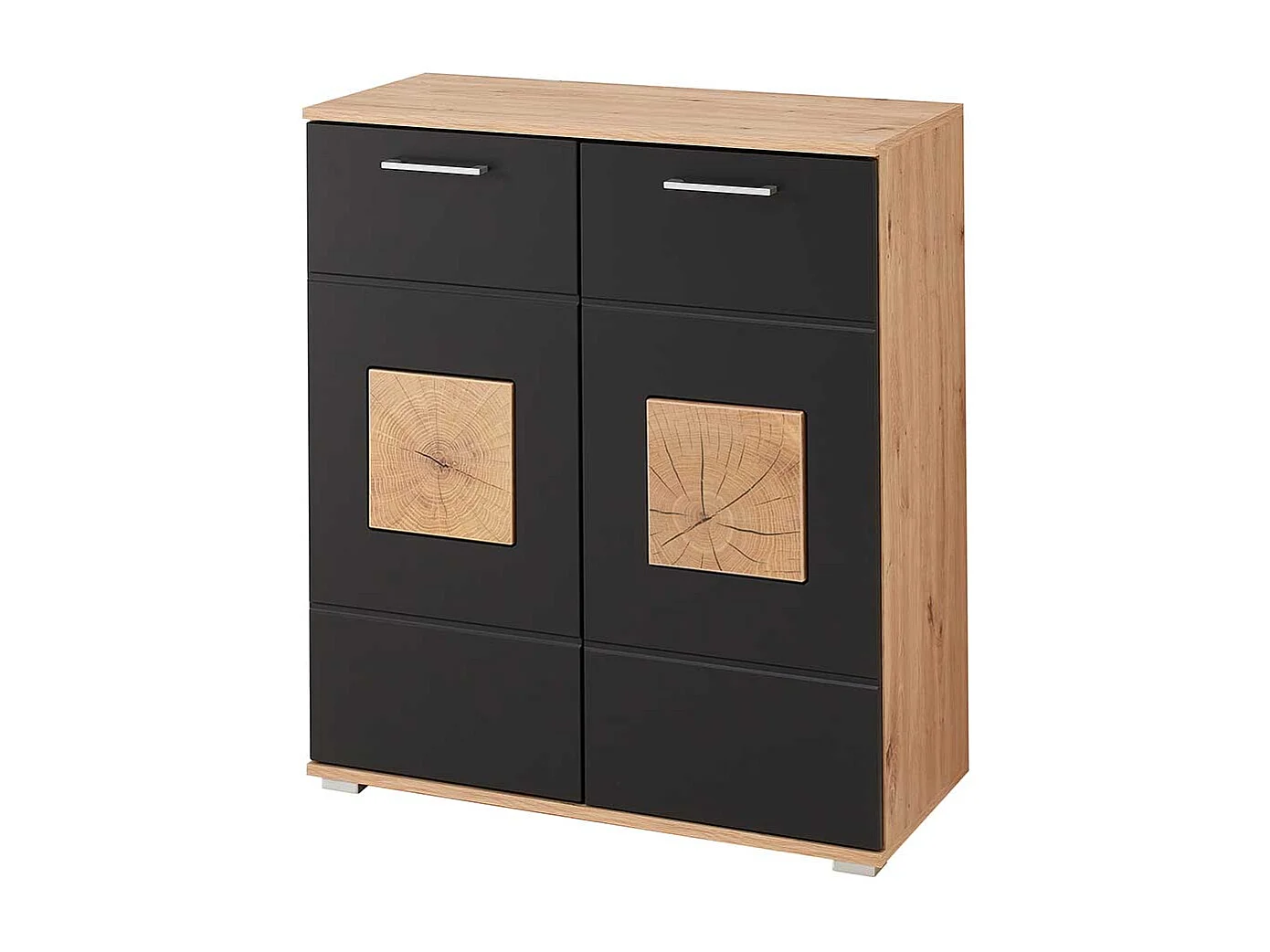 Garderobenschuhschrank modern in Wildeichefarben Schwarz