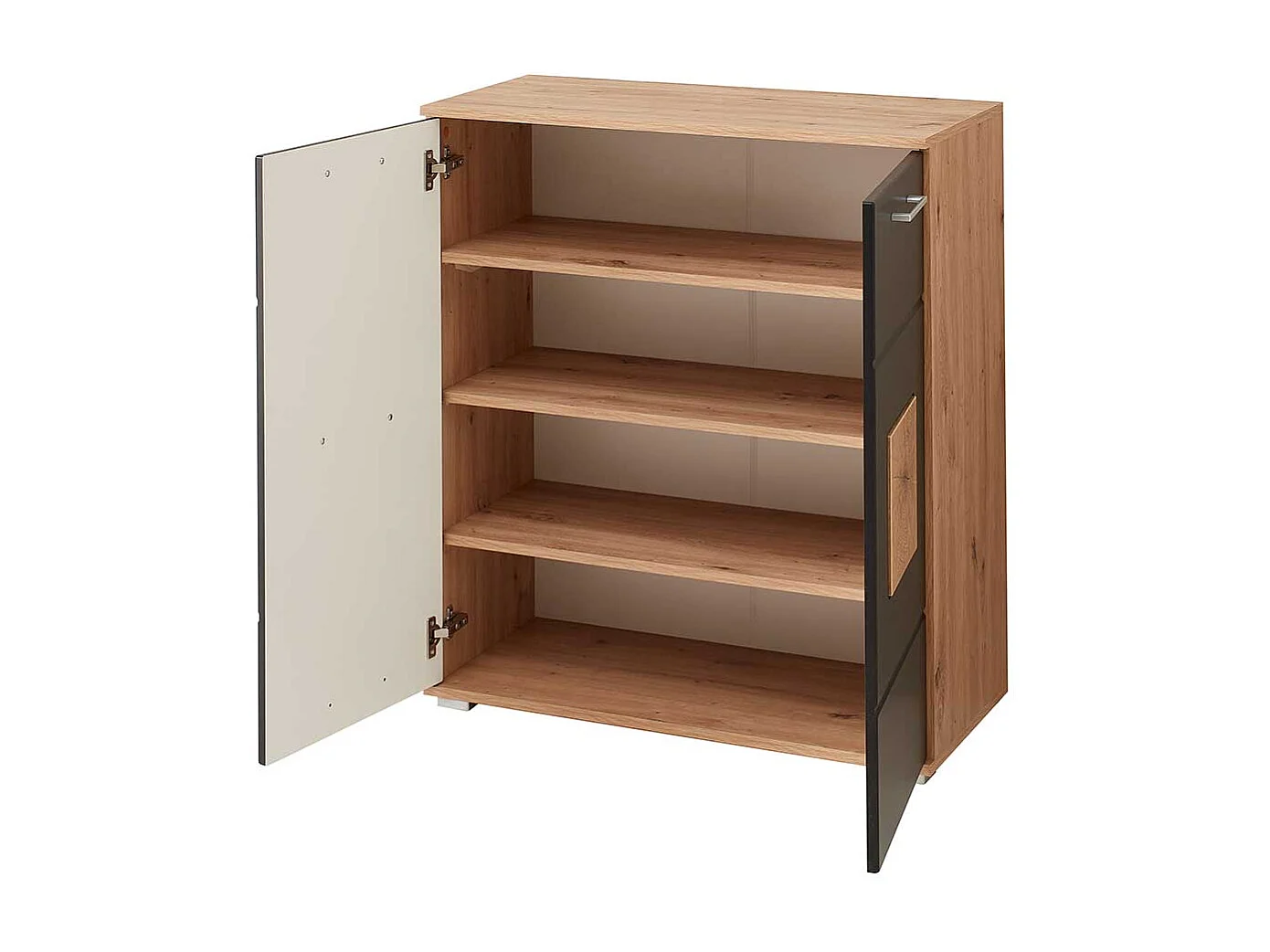 Garderobenschuhschrank modern in Wildeichefarben Schwarz