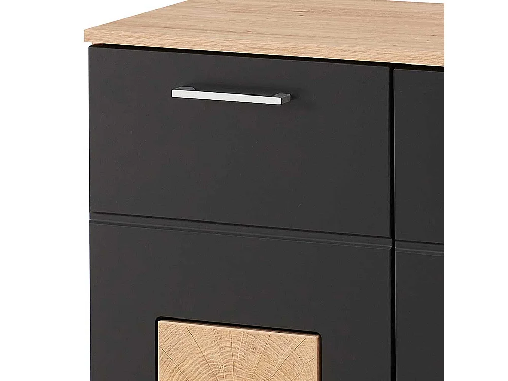 Garderobenschuhschrank modern in Wildeichefarben Schwarz