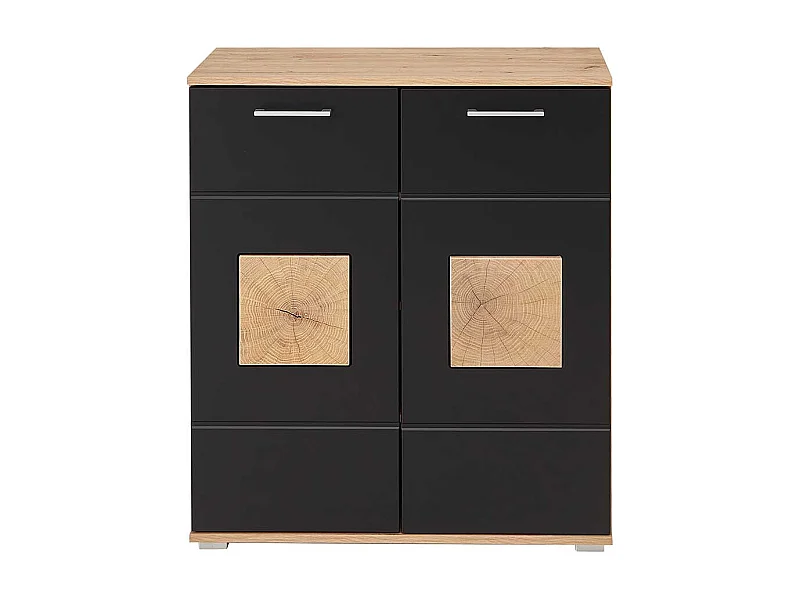 Garderobenschuhschrank modern in Wildeichefarben Schwarz