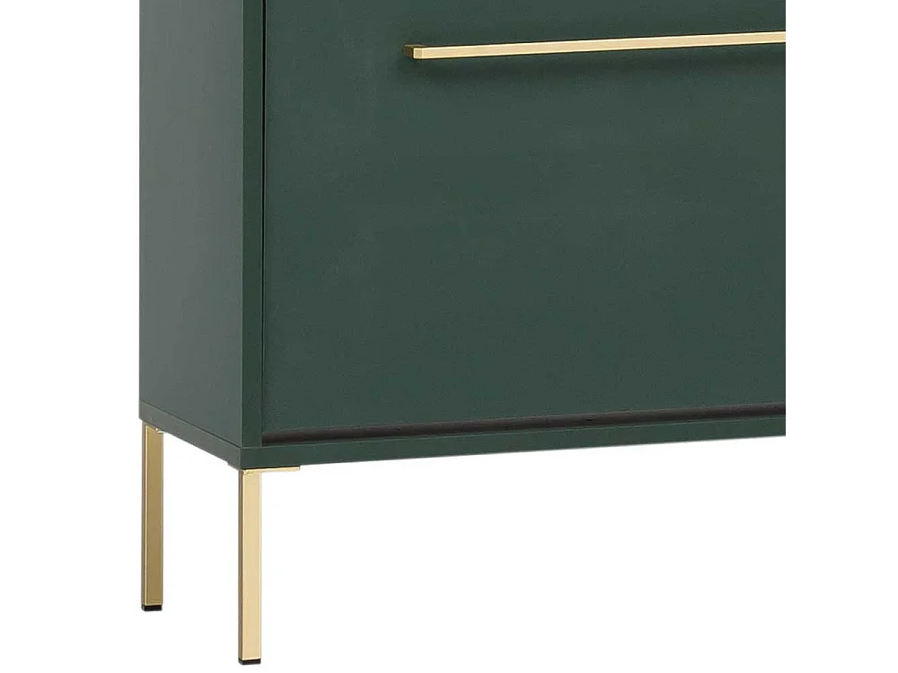 Hoher Garderobenschuhschrank in Dunkelgrün Goldfarben