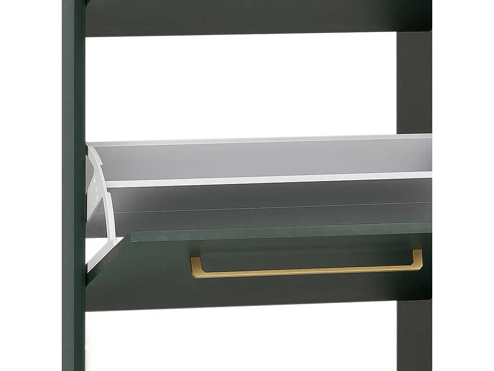 Hoher Garderobenschuhschrank in Dunkelgrün Goldfarben