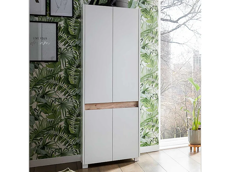 Schuhgarderobe im Skandi Design Wildeichefarben und Weiß