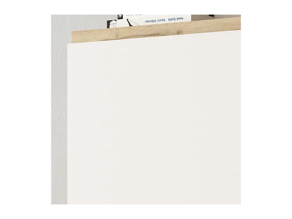 Schuhklappenschrank in Weiß und Wildeiche Optik 60 cm breit