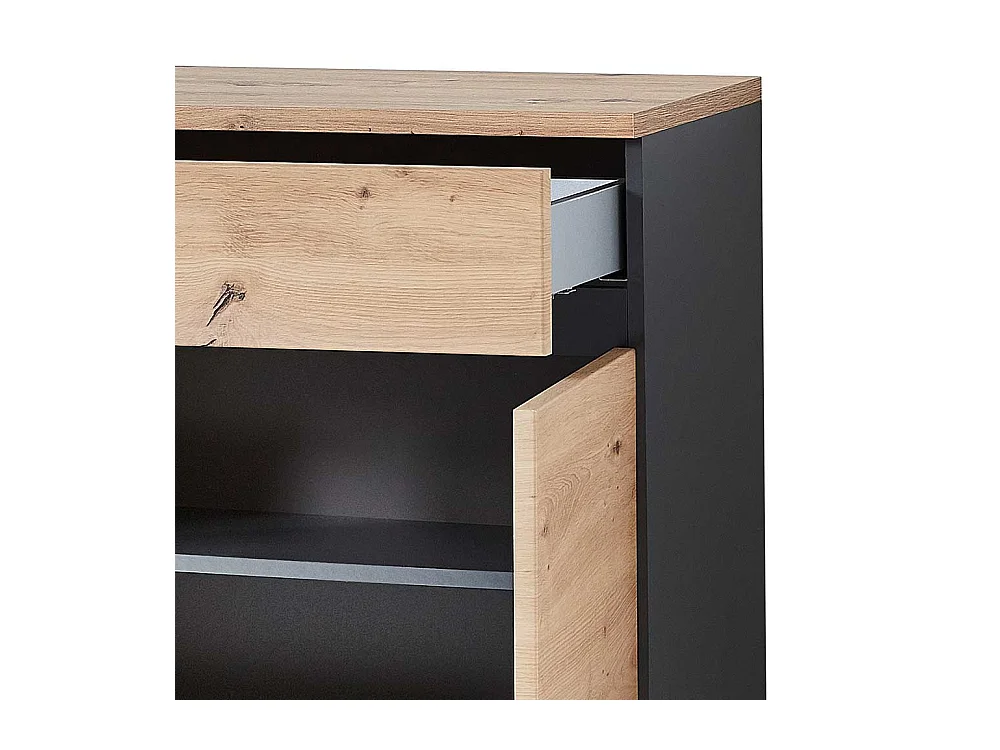 Schuhschrank in Wildeiche Optik und Dunkelgrau 80 cm breit