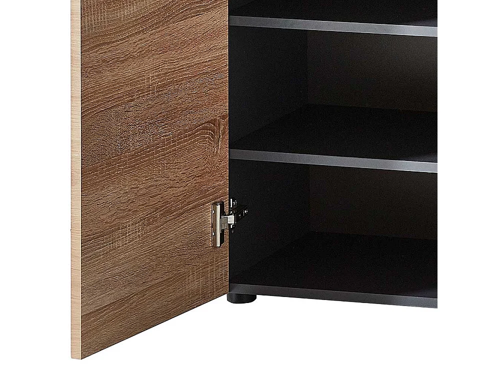 Schuhschrank in Wildeiche Optik und Dunkelgrau 80 cm breit
