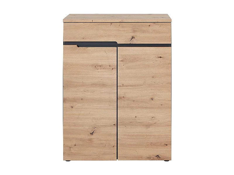 Schuhschrank in Wildeiche Optik und Dunkelgrau 80 cm breit