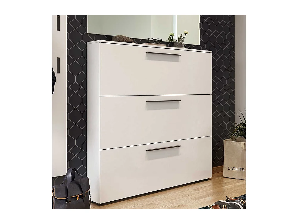 Schuh Klappenschrank in Weiß melaminbeschichtet