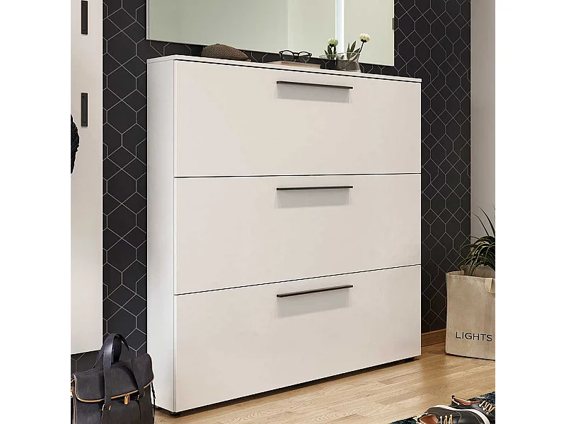 Schuh Klappenschrank in Weiß melaminbeschichtet