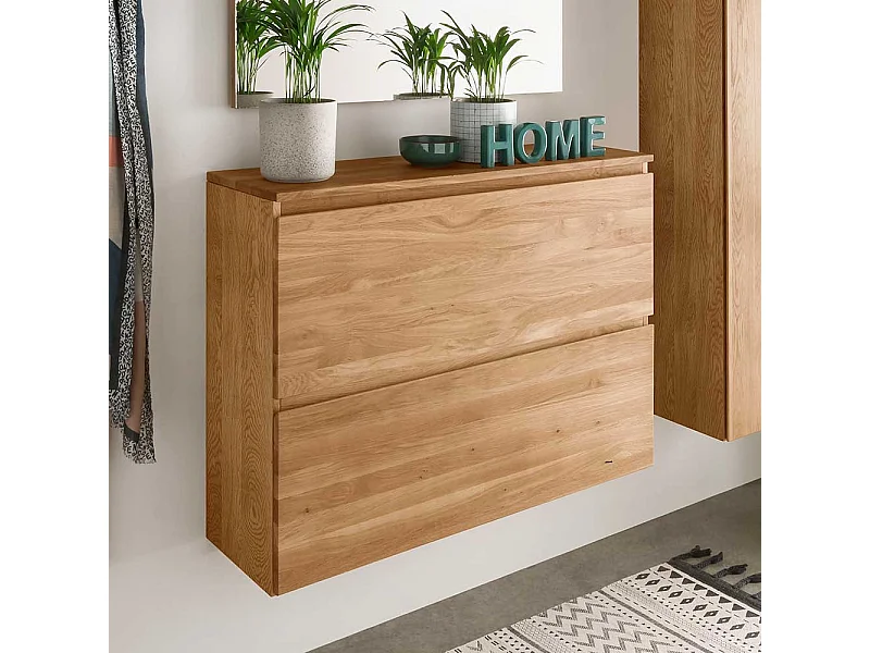 Hänge Schuhschrank aus Asteiche Massivholz 2 Klappen