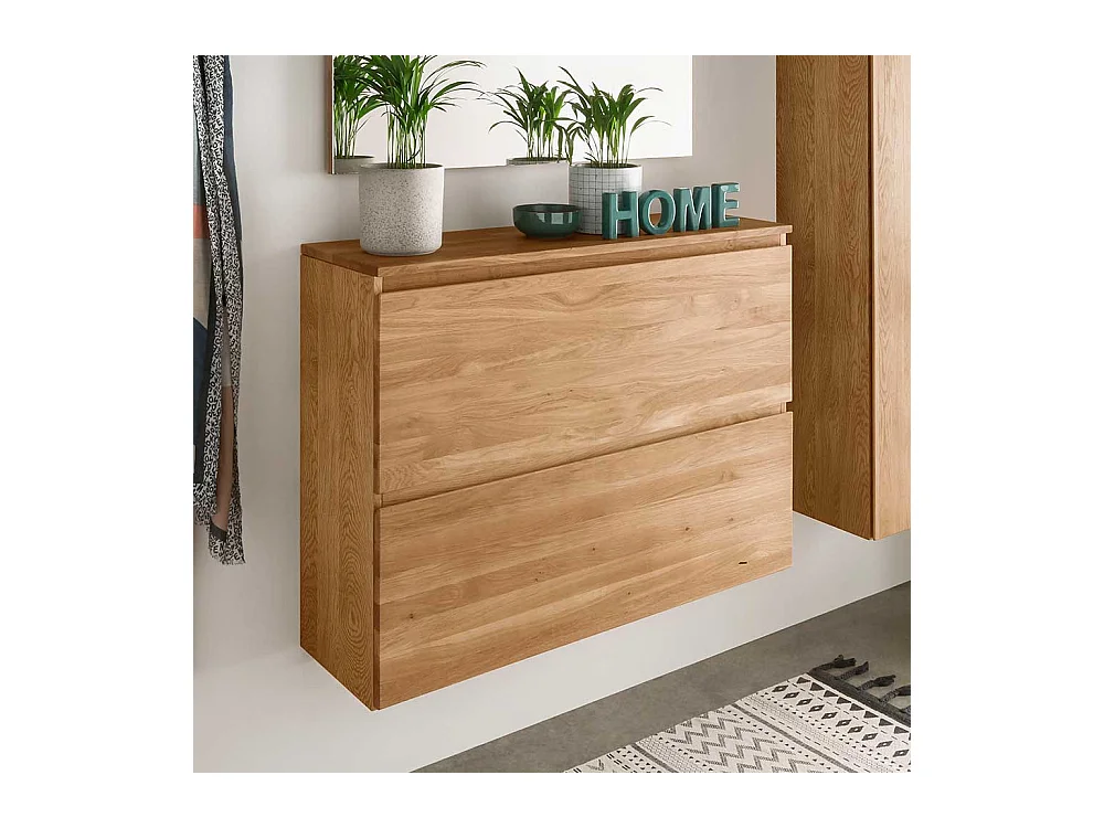 Hänge Schuhschrank aus Asteiche Massivholz 2 Klappen