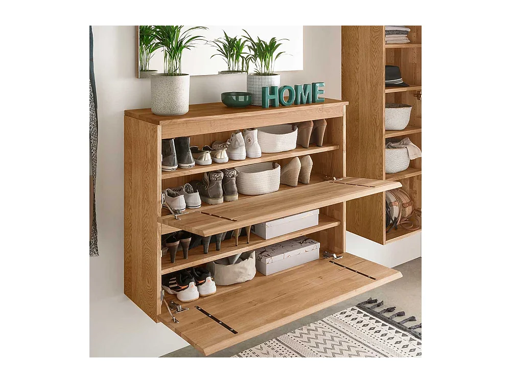 Hänge Schuhschrank aus Asteiche Massivholz 2 Klappen