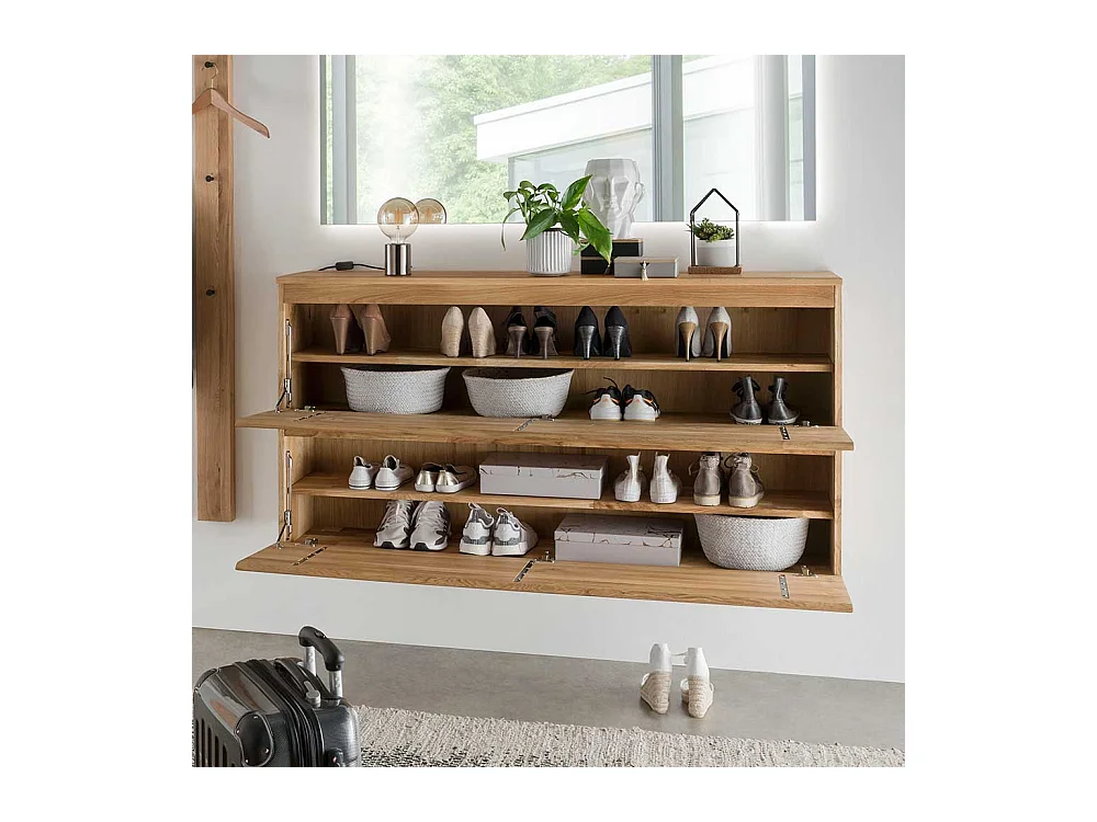 Hänge Schuhschrank aus Asteiche Massivholz 2 Klappen