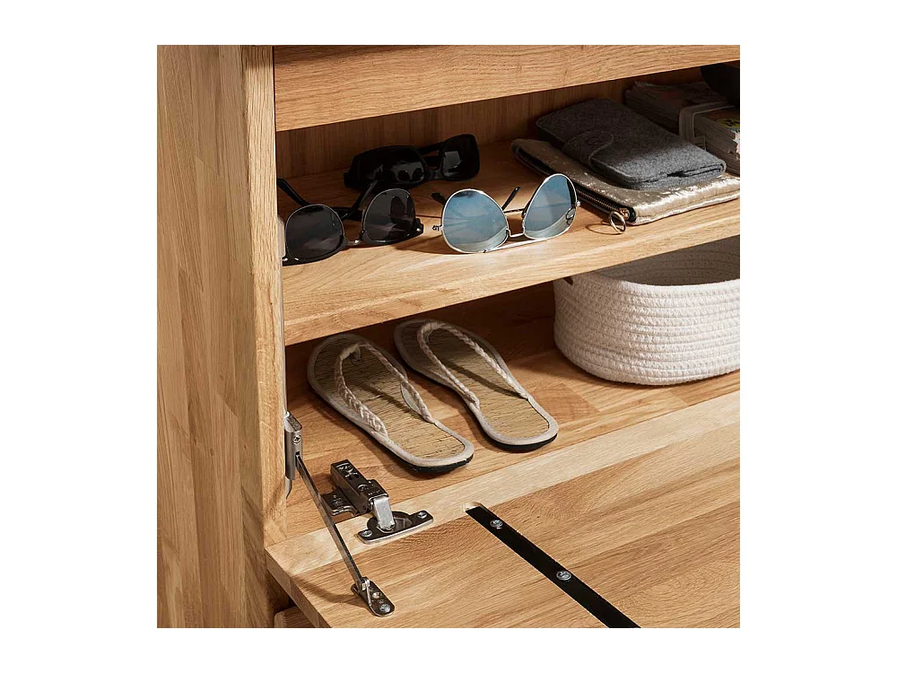 Hänge Schuhschrank aus Asteiche Massivholz 2 Klappen