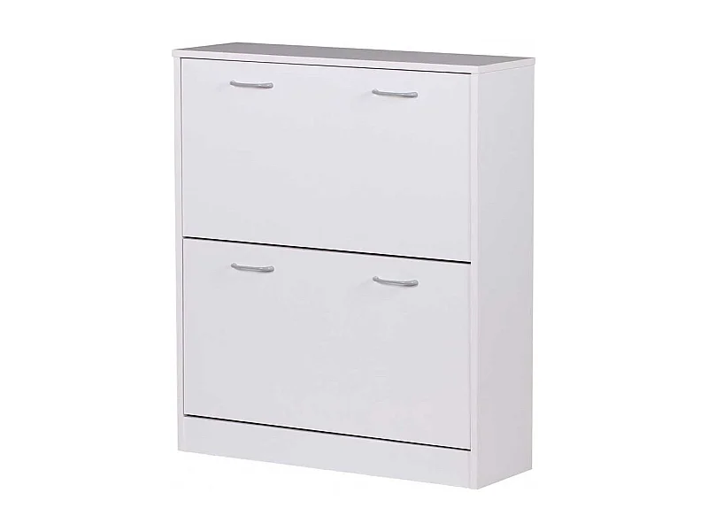 Weißer Schuhklappenschrank mit zwei Schuhwalzen 87 cm hoch