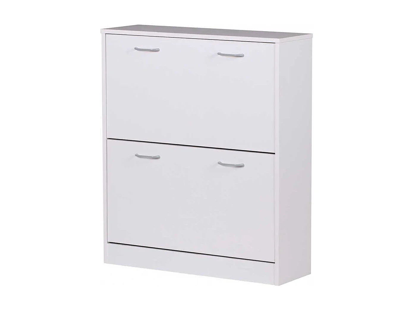 Weißer Schuhklappenschrank mit zwei Schuhwalzen 87 cm hoch