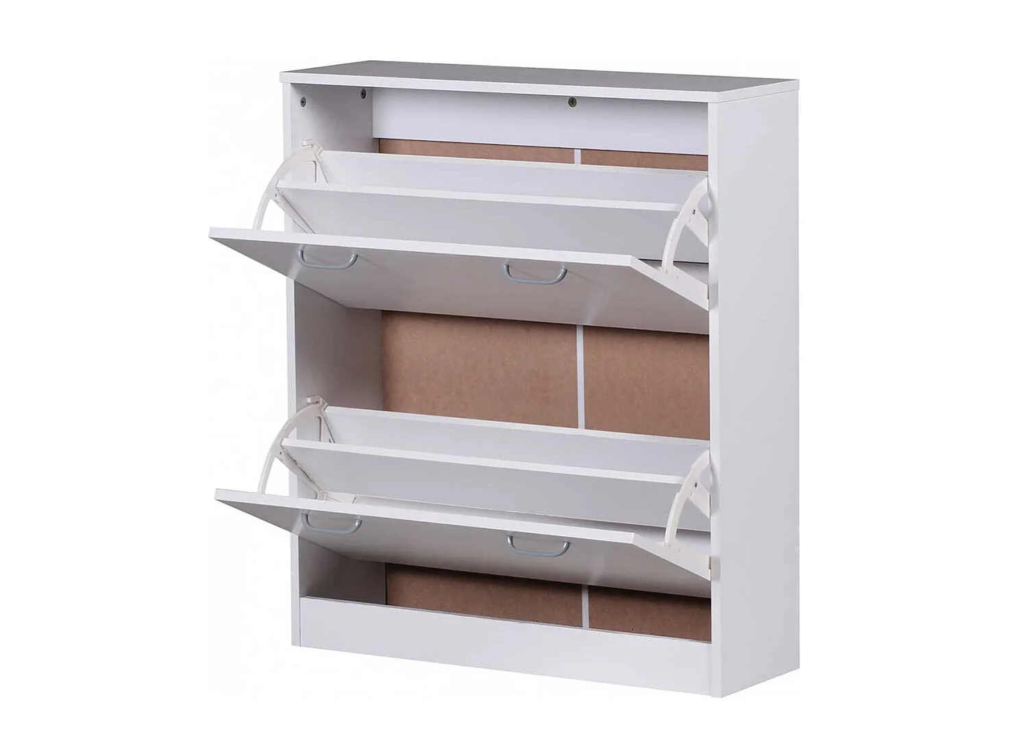 Weißer Schuhklappenschrank mit zwei Schuhwalzen 87 cm hoch