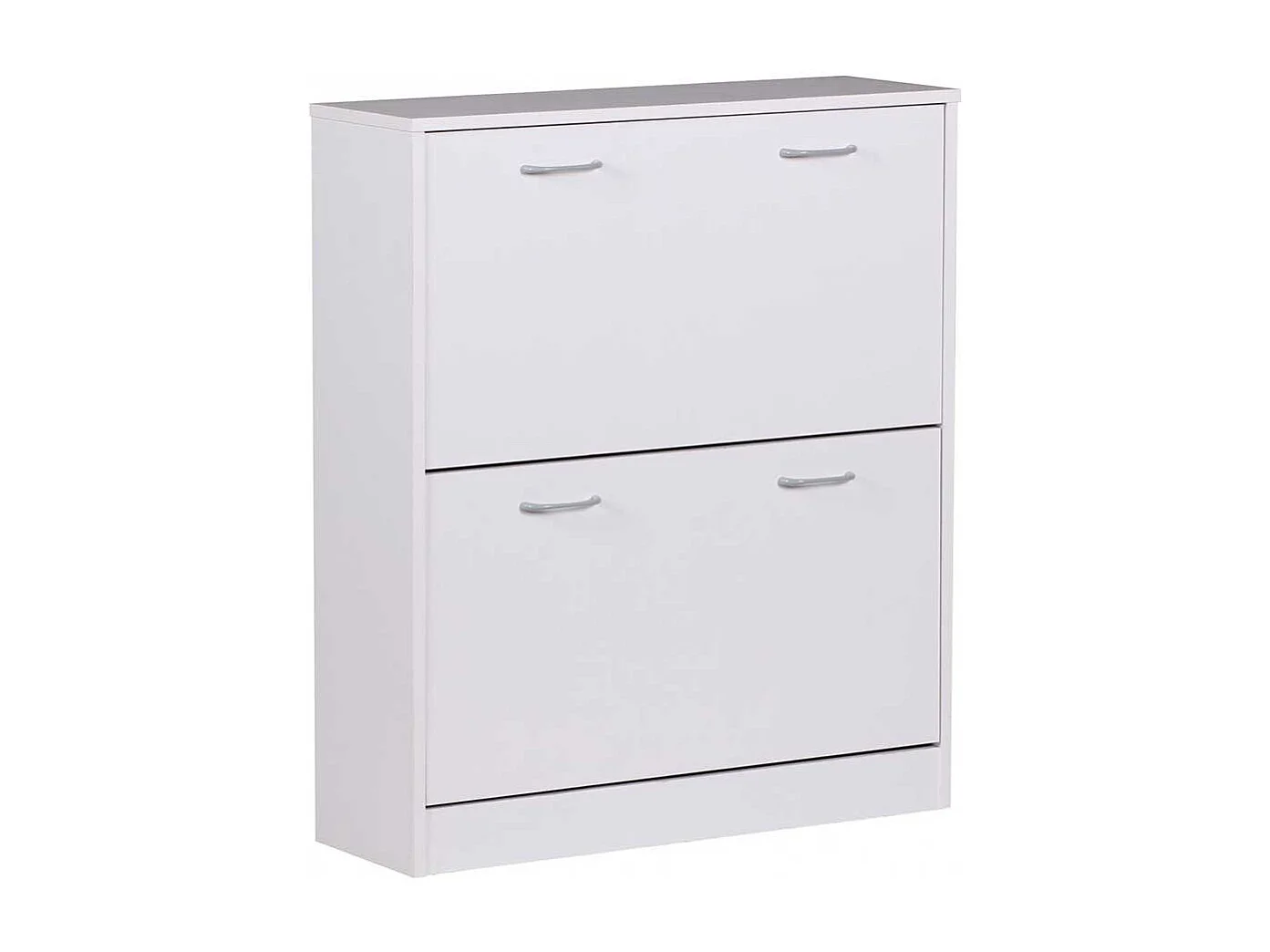 Weißer Schuhklappenschrank mit zwei Schuhwalzen 87 cm hoch