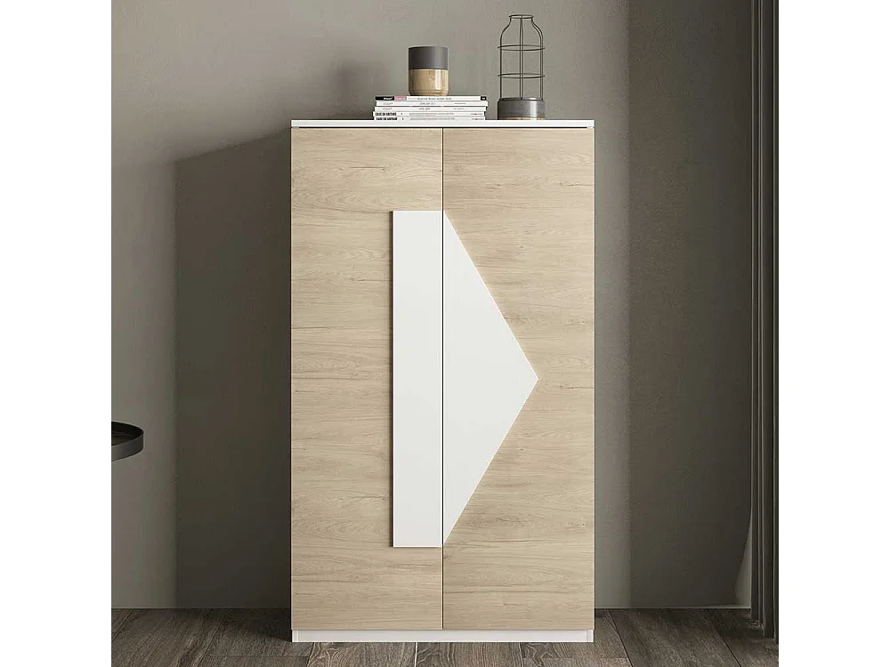 Garderobenschuhschrank in Weiß und Eiche Bianco 2-türig