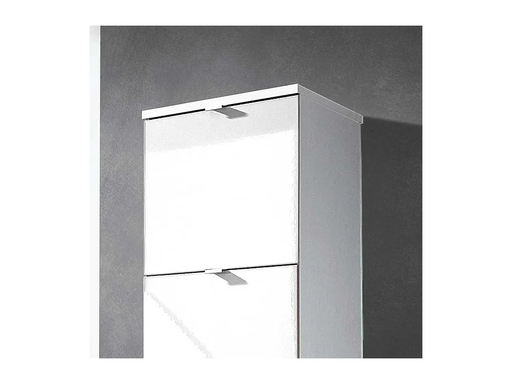 Schuhschrank in Hochglanz Weiß 4 Klappen