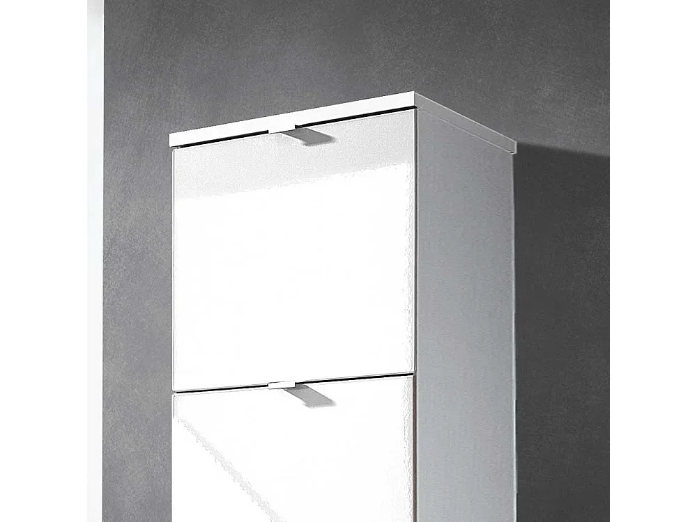 Schuhschrank in Hochglanz Weiß 4 Klappen