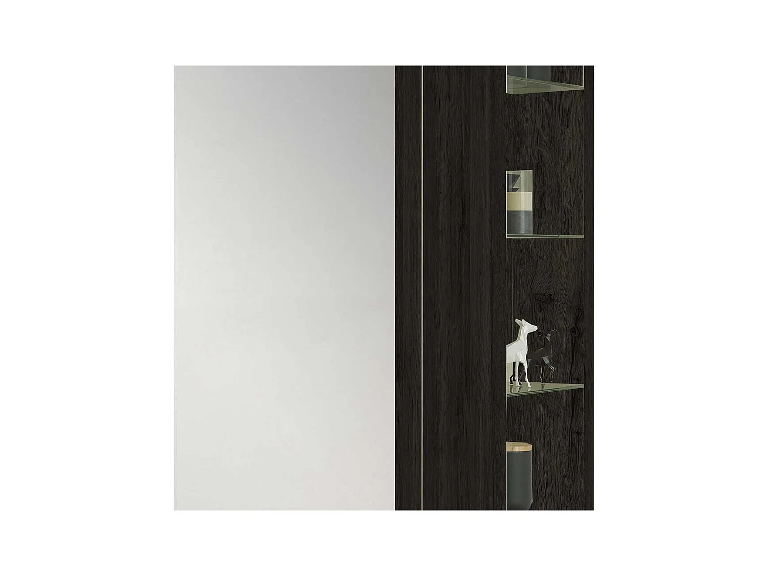 Garderobenschuhschrank in Schwarzgrau Spiegel