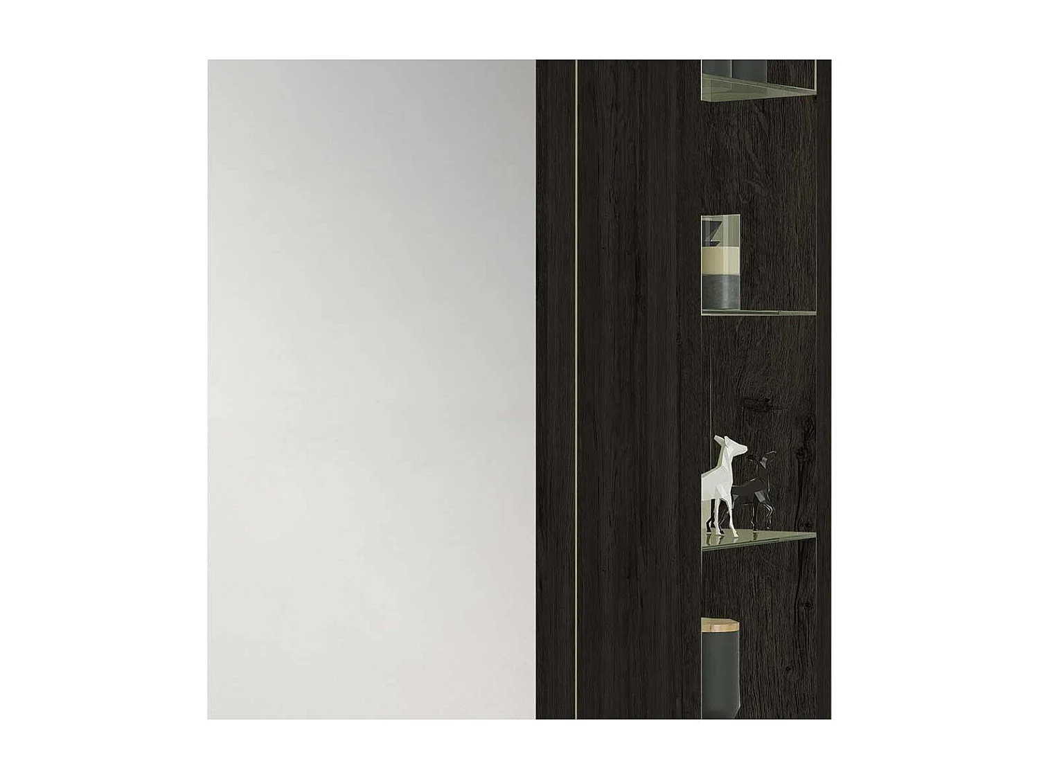 Garderobenschuhschrank in Schwarzgrau Spiegel