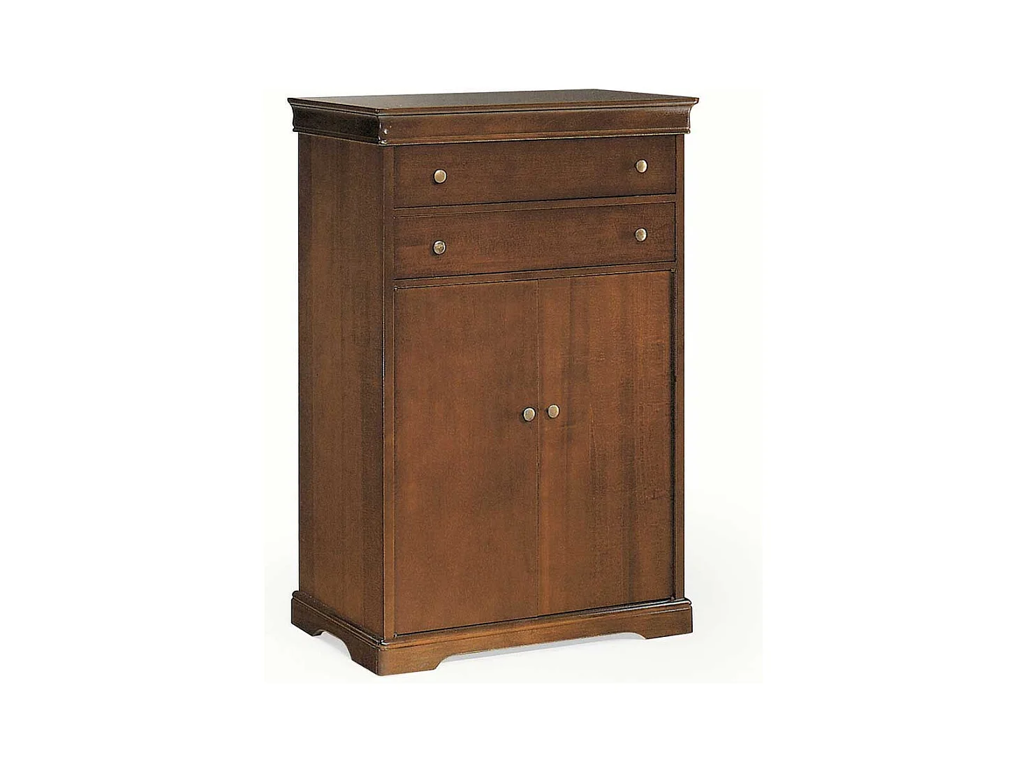 Stilmöbel Flur Schuhschrank in Nussbaumfarben zwei Schubladen