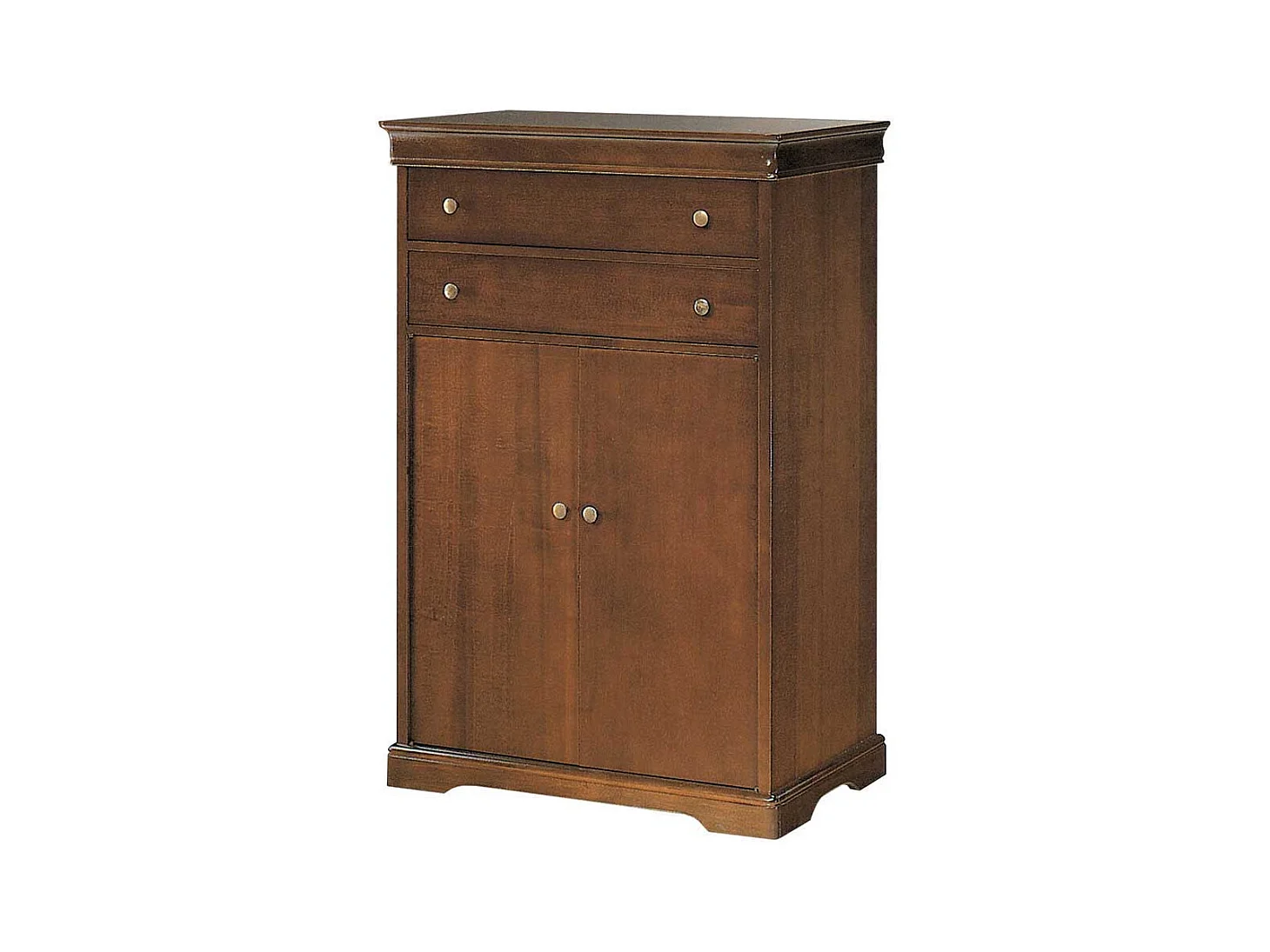 Stilmöbel Flur Schuhschrank in Nussbaumfarben zwei Schubladen