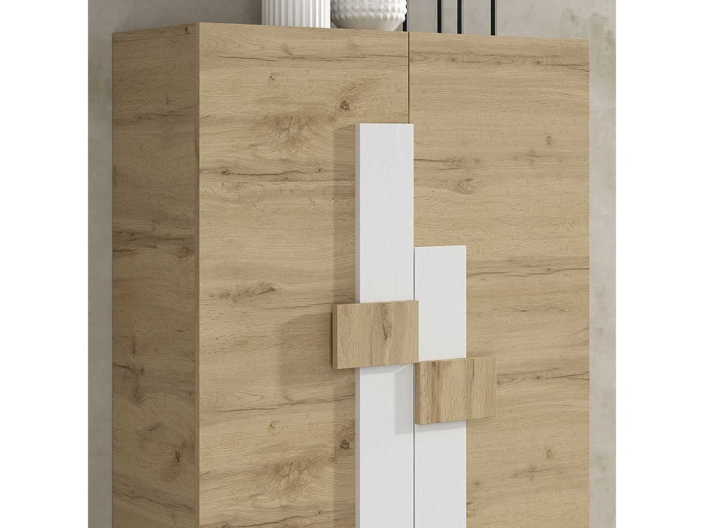 Garderobenschuhschrank in Weiß und Wildeiche Optik modern