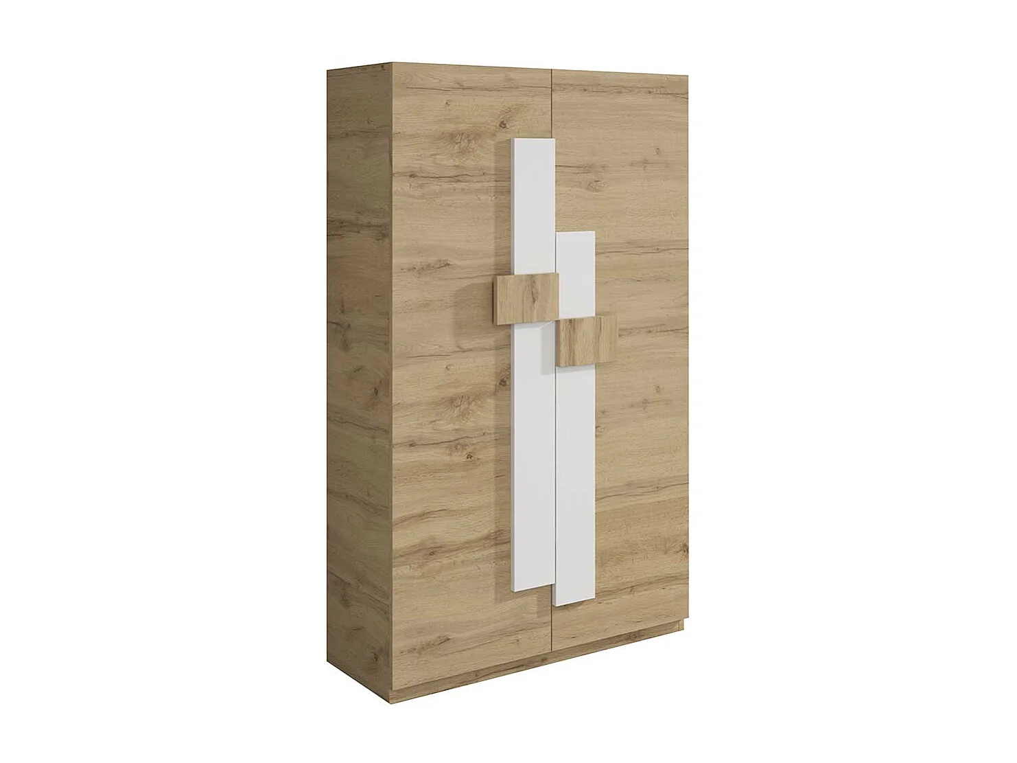 Garderobenschuhschrank in Weiß und Wildeiche Optik modern