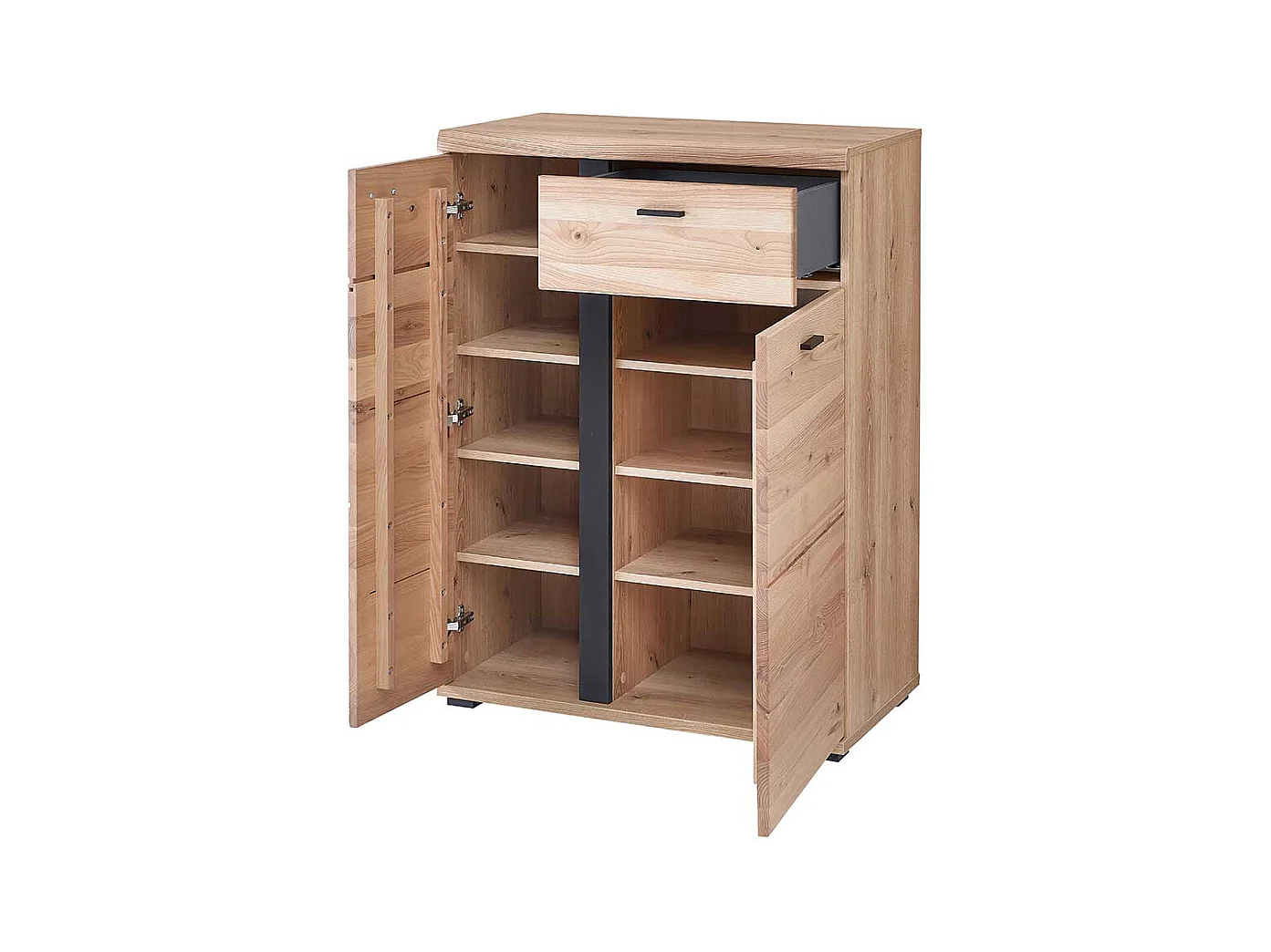 Garderobenschuhschrank mit sieben Einlegeböden teilmassiv