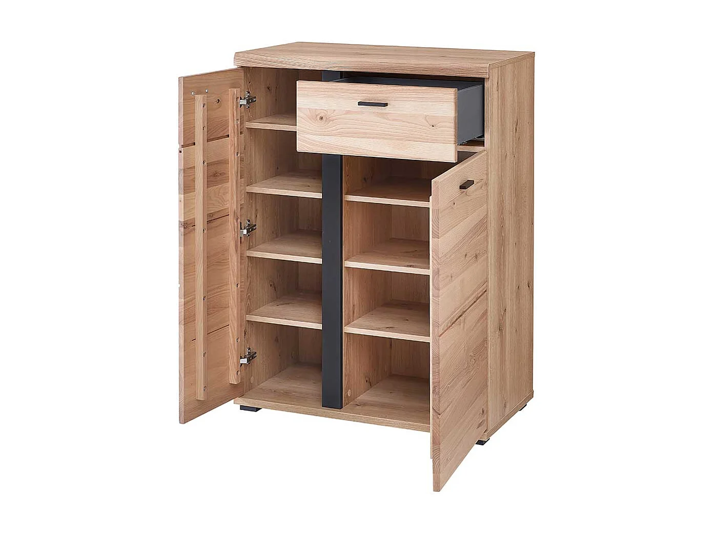 Garderobenschuhschrank mit sieben Einlegeböden teilmassiv