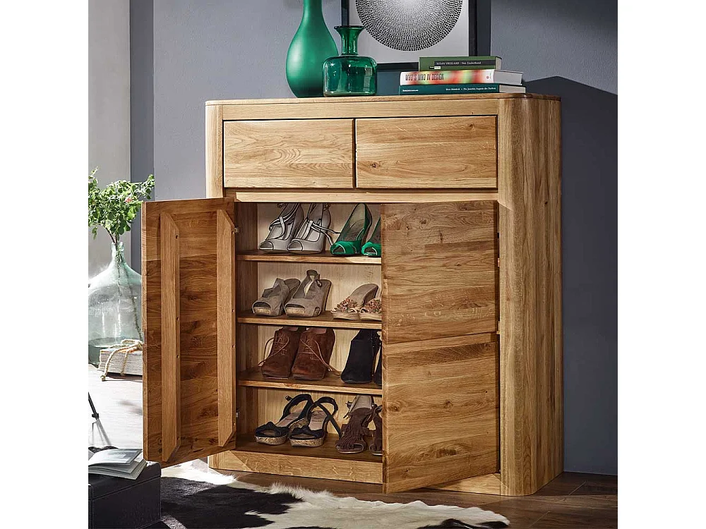 Massivholz Schuhschrank aus Wildeiche geölt 100 cm breit