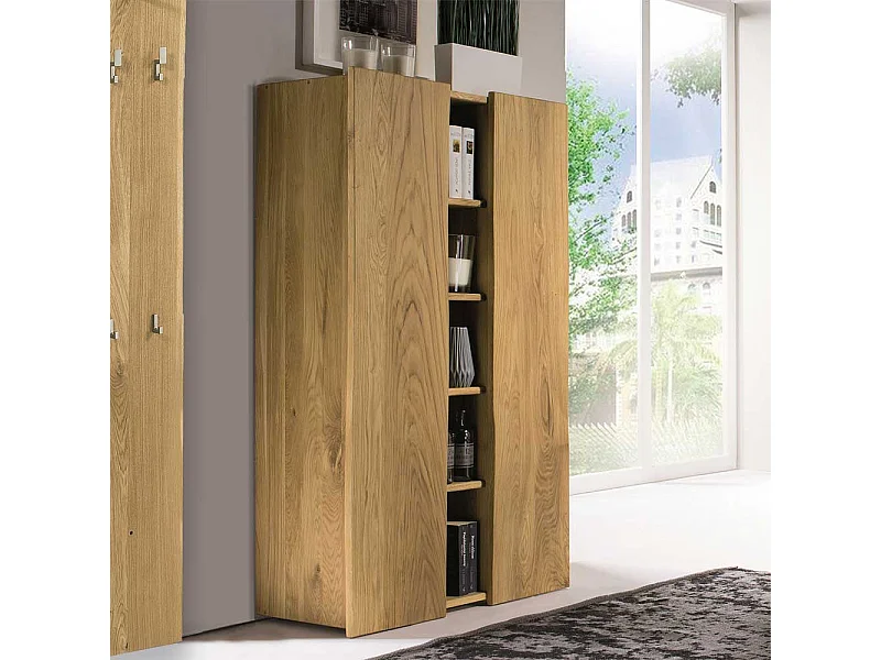 Flur Schuhschrank aus Eiche Massivholz Baumkante