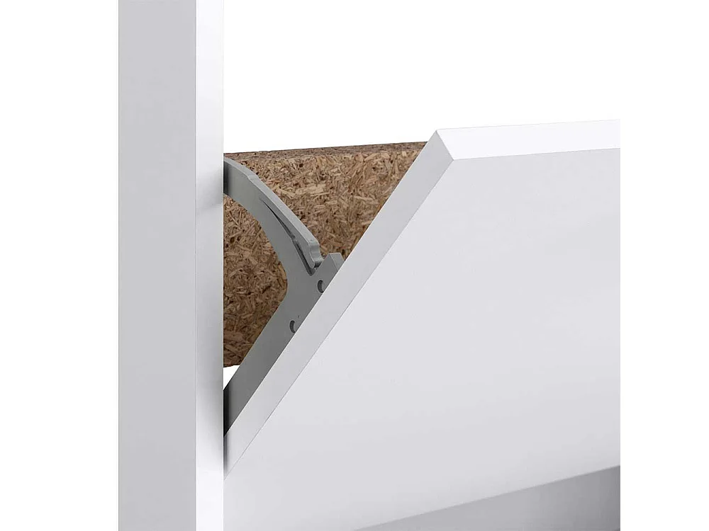 Weißer Schuhklappenschrank mit zwei Schuhwalzen 75 cm breit