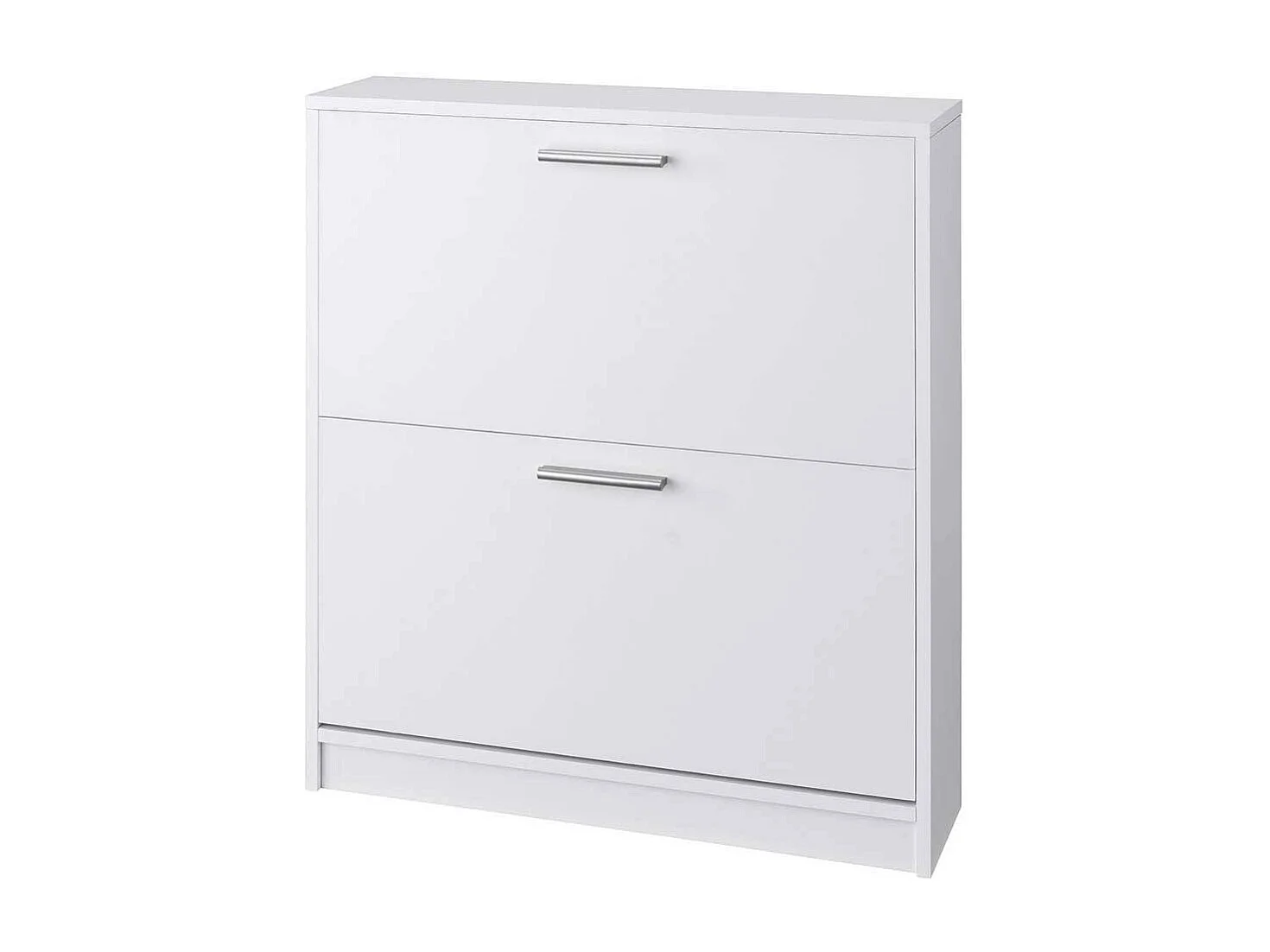 Weißer Schuhklappenschrank mit zwei Schuhwalzen 75 cm breit