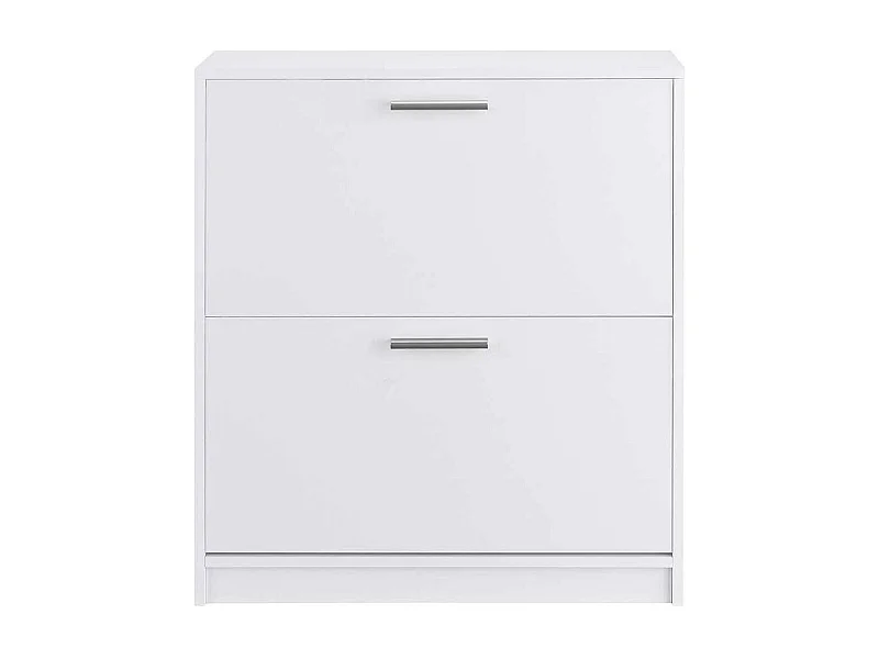 Weißer Schuhklappenschrank mit zwei Schuhwalzen 75 cm breit