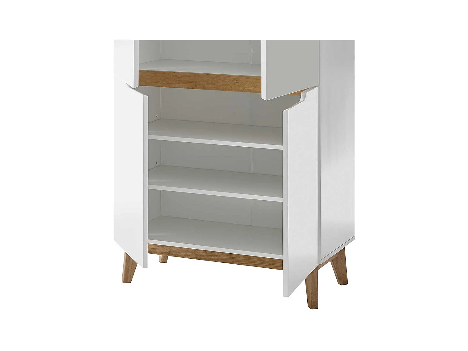 Schuh Schrank in Weiß und Asteiche Skandi Design