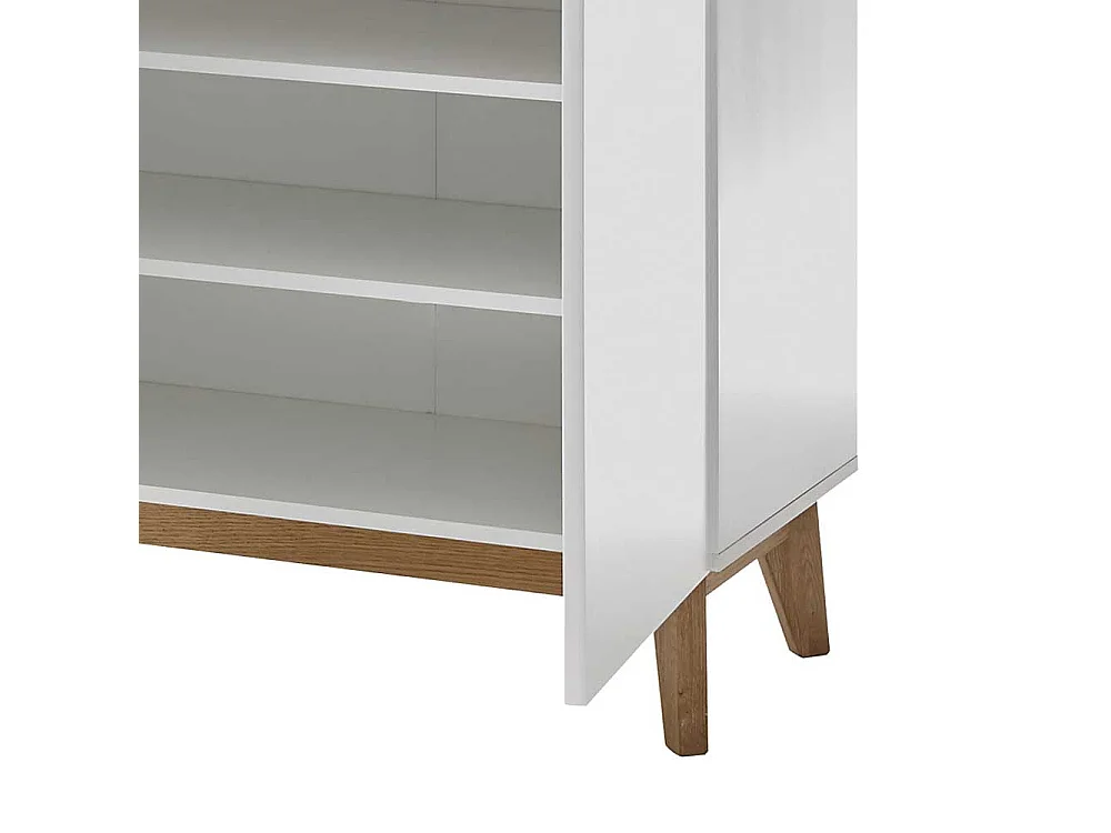 Schuh Schrank in Weiß und Asteiche Skandi Design