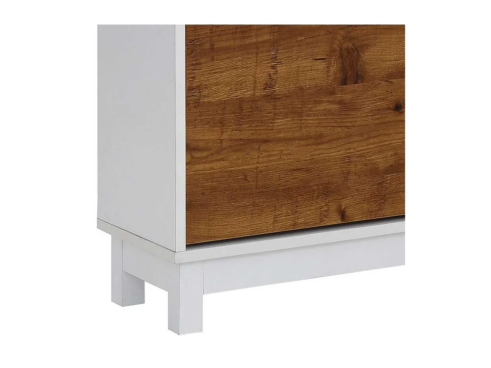 Garderobenschuhschrank in Weiß und Wildeichefarben vier Schuhwalzen