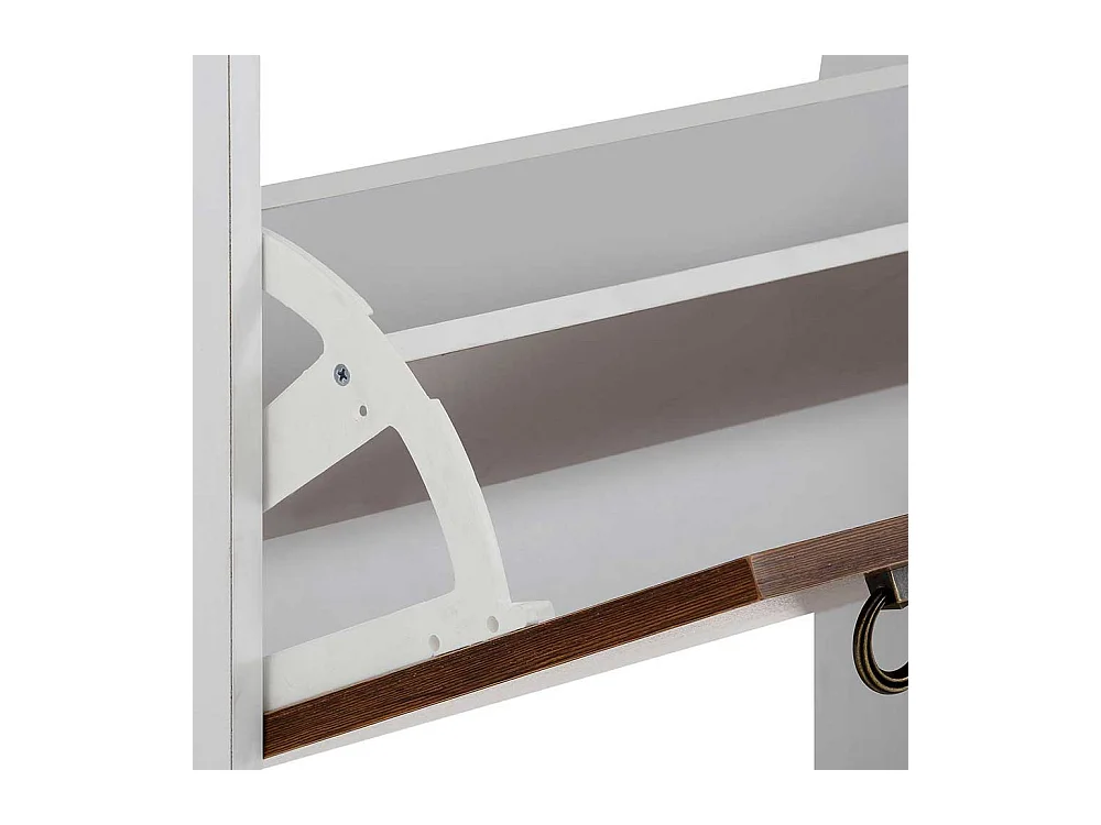 Garderobenschuhschrank in Weiß und Wildeichefarben vier Schuhwalzen